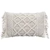 Image de Atmosphera - Coussin Macramé rectangulaire 30x50cm Palm avec franges - Blanc Ivoire - Palm