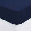 Image de Atmosphera - Drap housse 2 personnes - 100% Coton - 140 x 190 cm - Bleu encre