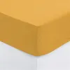 Image de Atmosphera - Drap Housse bonnet 30 cm 100% Coton Esther 160x200 cm - Jaune Ocre - CARINA