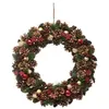 Image de Féérie Lights & Christmas - Couronne de noël avec Houx et étoiles à suspendre en bois et polystyrène - Diamètre 50 cm - Rouge, Vert et Marron