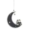 Image de Fééric Lights and Christmas - Sujet de Noël Lune Bois 12cm Gris Bleu