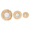 Image de Atmosphera Créateur d'intérieur - Lot de 3 Miroirs Muraux en Raphia "Alba" 40cm Beige