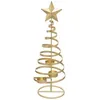 Image de Photophore Sapin en Métal Soir de Noël 40cm Or