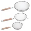 Image de FIVE Simply Smart - Lot de 3 Passoires Inox & Bois "Sieve" 35cm Argent