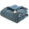 Image de Atmosphera - Edredon design velours Hiver - L. 80 x l. 180 cm - Bleu - Hiver