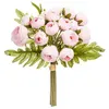 Image de bouquet fleur artificielle 18 camélia rose 30cm - jja 155721b