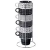 Image de Secret de Gourmet - Lot de 6 Mugs sur Rack "Ethnik" 26cl Noir & Blanc