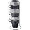 Image de Secret de Gourmet Mug X6 Sur Rack Ethnique 26cl, Tasse, Noir, Blanc