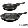 Image de Lot de 2 poêles et 1 poignée amovible - D 20/26 cm - Revêtement pierre