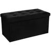 Image de Pouf pliant velours noir Lysandre Atmosphera