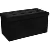 Image de Atmosphera, Tabouret, Pufa pikowana Adaline Noir 76x38 cm