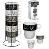 Image de 6 Tasse A Cafe + Support Metal Mug Love Deco