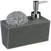 Image de Distributeur de savon avec porte éponge - L. 14,5 cm - Gris