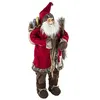Image de Féérie Lights & Christmas - Décoration de Noël d'intérieur Père Noël traditionnel - Hauteur 124 cm - Rouge, blanc et marron.