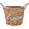 Image de Atmosphera for Kids - Panier en Osier Brodé Bazar 38cm Blanc