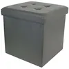 Image de Pouf coffre pliable PU assise capitonnée gris
