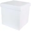Image de Pouf coffre pliable PU assise capitonnée blanc