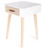 Image de The Home Deco Factory - Chevet scandinave avec tiroir et poignée en cuir
