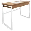 Image de Bureau industriel en bois et métal avec tiroir bois et blanc