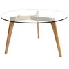 Image de The Home Deco Factory - Table basse ronde design bois et verre Alexia - Diam. 80 x H. 45 cm - Beige - Alexia