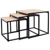Image de Tables carrées gigognes métal et bois (Lot de 3) noir