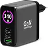 Image de Port Designs Port WALL GaN2 CHARGER USB-C & USB-A 140W CtoC CABLE 2m (140 W, 3 ports), Chargeur USB, Noir