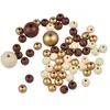 Image de Lot de 63 Perles Rondes "Bois" 1-2cm Beige & Or