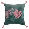 Image de Coussin à Pompons "Jardin Intérieur" 40x40cm Vert