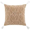 Image de Coussin déhoussable en coton et jute à motifs feuilles "Kalinda" - Beige - 40 x 40 cm