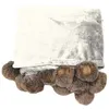 Image de Plaid Flanelle Pompons "Snowy" 125x150cm Naturel