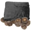 Image de Plaid Flanelle Pompons "Snowy" 125x150cm Gris