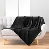 Image de Plaid flanelle relief unie Nelia Noir 125x150