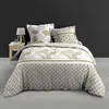 Image de Housse de couette 240x260 cm + taies - Percale - Feuillage blanc, bronze et gris Multicolore
