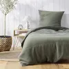 Image de Parure de lit gaze de coton kaki Angelia 140x200