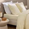 Image de Drap housse 140x190 coton lavé ivoire Douceur d'Intérieur Linella