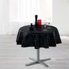 Image de Nappe ronde (0) 180 cm shantung imprime safina Noir/Or
