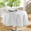 Image de Nappe Ronde en Toile Cirée "Abaca" 160cm Gris & Blanc