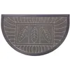 Image de Tapis d'Entrée Demi-Lune Feuilles 45x75cm Gris