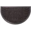 Image de Tapis d'Entrée Demi-Lune "Feuilles" 45x75cm Noir