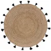 Image de Tapis rond en jute avec pompons Shira 120 noir