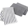 Image de Casativo, Torchon, 3 torchons microfibre, gris uni, rayures, 40 x 40 cm (40 x 40 cm)
