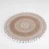 Image de Set de table (0) 38 cm jute imprime+pompons renata Blanc Douceur d'Intérieur