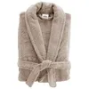 Image de Peignoir Col Châle en Coton "Tendresse" Taupe