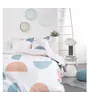 Image de Parure de lit double "Sunshine" en coton imprimé demi disque - Blanc/Bleu/Rose - 220 x 240 cm