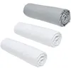 Image de Lot de 3 draps housses Essential - 140 x 190 cm - 2 personnes - 100% Coton - Craie/ Acier