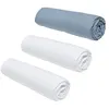 Image de lot de 3 draps housses today essential - 140 x 190 cm - 2 personnes - 100% coton - craie/ denim