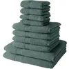 Image de Lot de 10 serviettes de bain TODAY comprenant 4 serviettes 30x50 + 4 serveites 50x90 + 2 Draps de bain 70x130cm 100% Coton - Céladon