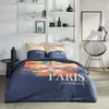Image de Parure de lit - JAVA - 2 personnes - 240x220 cm - Coton - Imprimé Paris - Bleu