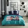 Image de Parure de lit - JAVA - 2 personnes - 240x220 cm - Coton - Imprimé Tokyo - Turquoise