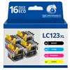 Image de 123CONSOMMABLES - LC123 - Pack 16 Cartouches Compatibles avec Brother LC123XL pour Imprimante DCP-J132W J152W J172W J552DW J752DW J4110DW MFC-J245 J6520DW J6720DW (4 Noir / 4 Cyan / 4 Magenta / 4 Jaune)